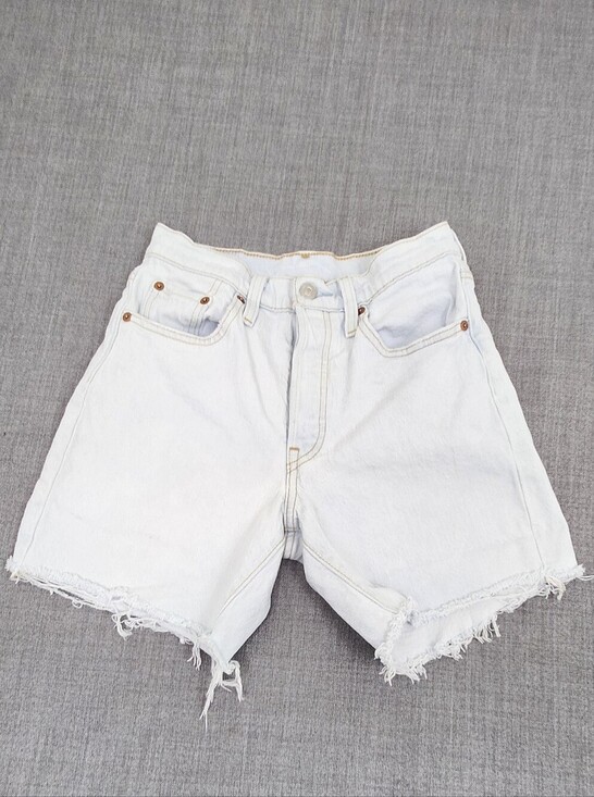 Levi's Pants - Levis 501 Button Fly Cut Off Style Distressed Cotton Blend Denim Jean Shorts 24